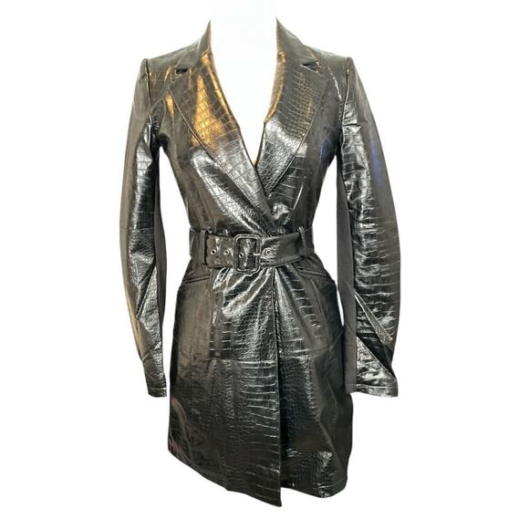 French Connection Clancy Belted Mini Dress Blackout Size 4 NWT Two Side Pockets - Picture 5 of 16